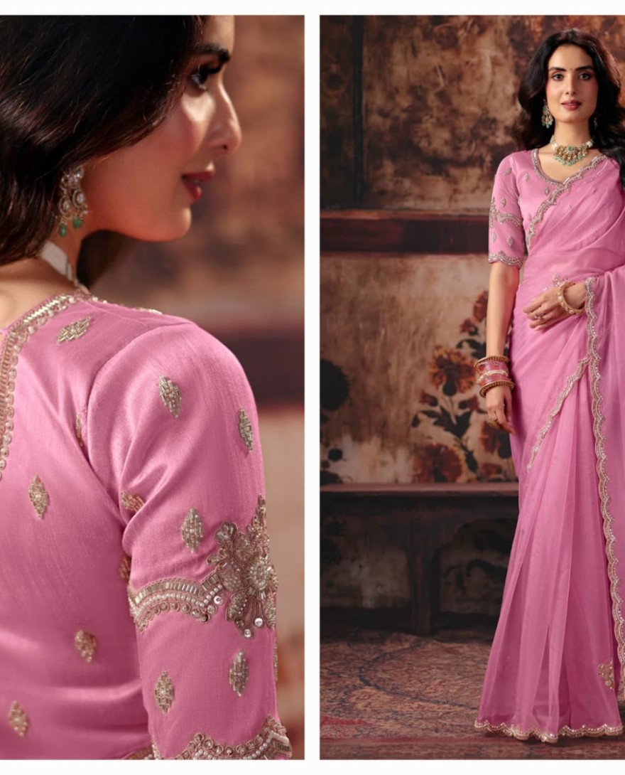 1011 - Soft Pink Designer Style Festive Wear Saree